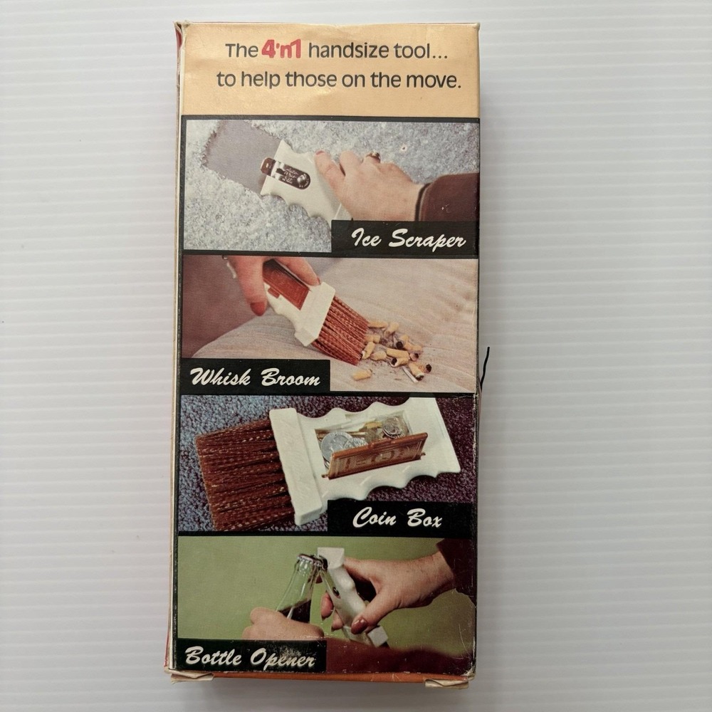 Vintage Auto-Whis-Kit 4-in-1 Tool Kit Scraper Bottle Opener Whisk Broom Coin Box